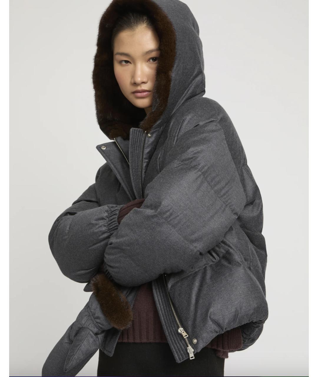 YVES SALOMON Серый шерстяной пуховик, фото 5