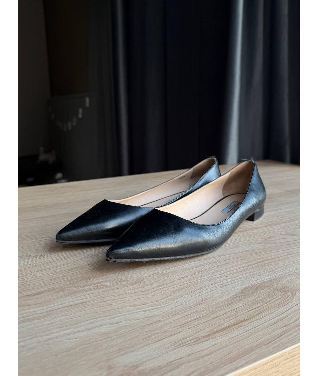 PRADA Черные кожаные балетки, фото 6