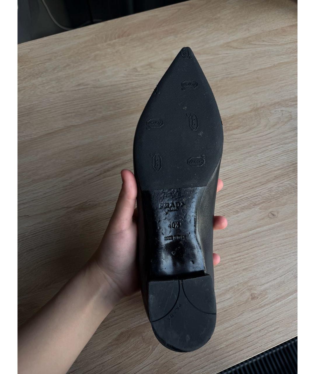PRADA Черные кожаные балетки, фото 5