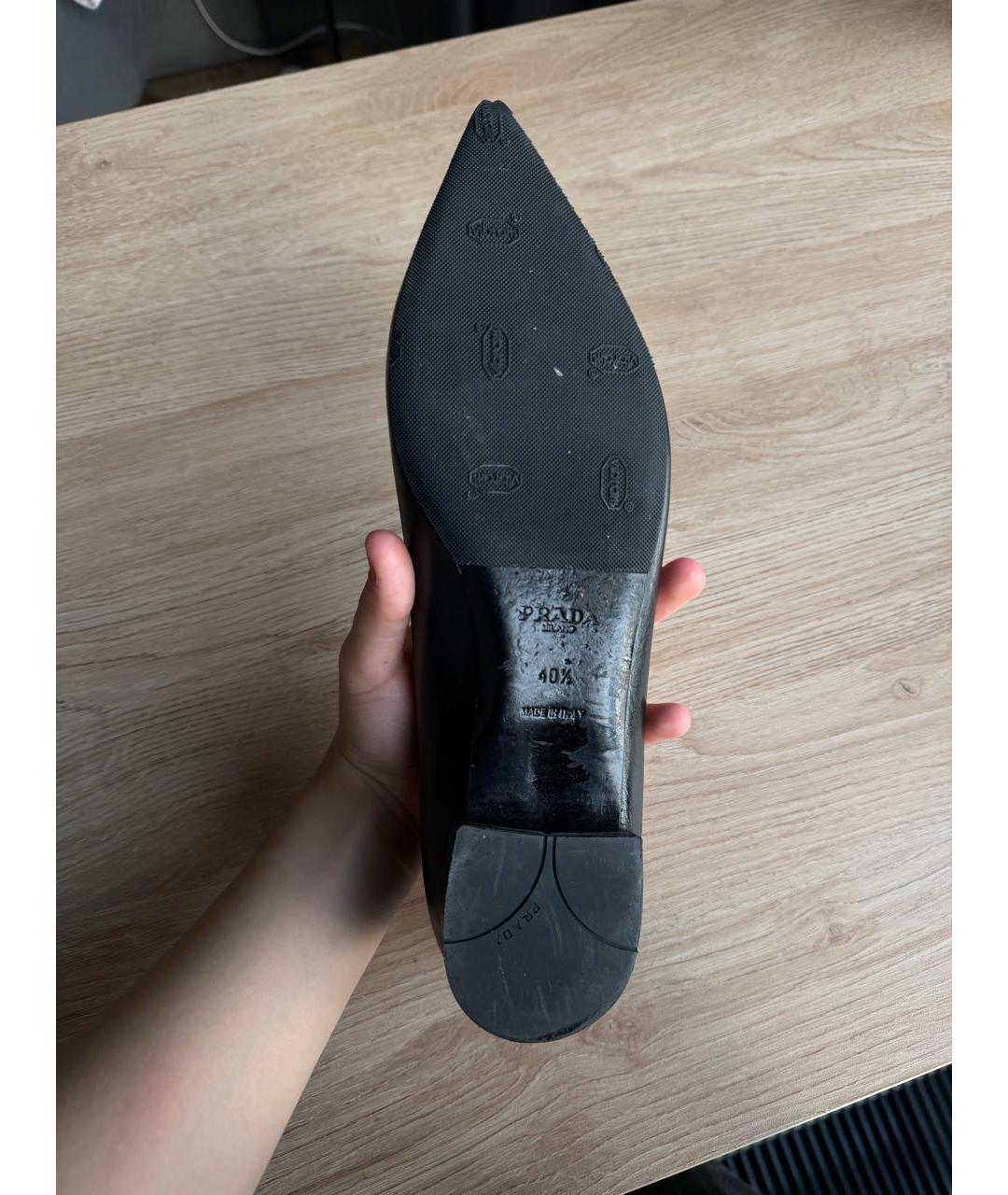 PRADA Черные кожаные балетки, фото 4