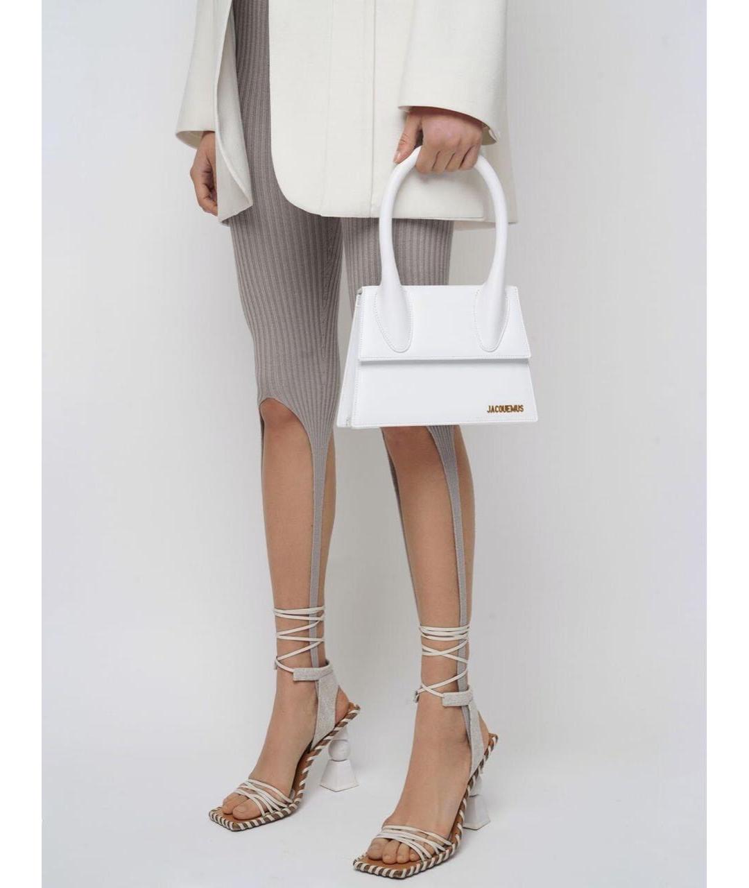 JACQUEMUS Белая кожаная сумка с короткими ручками, фото 5