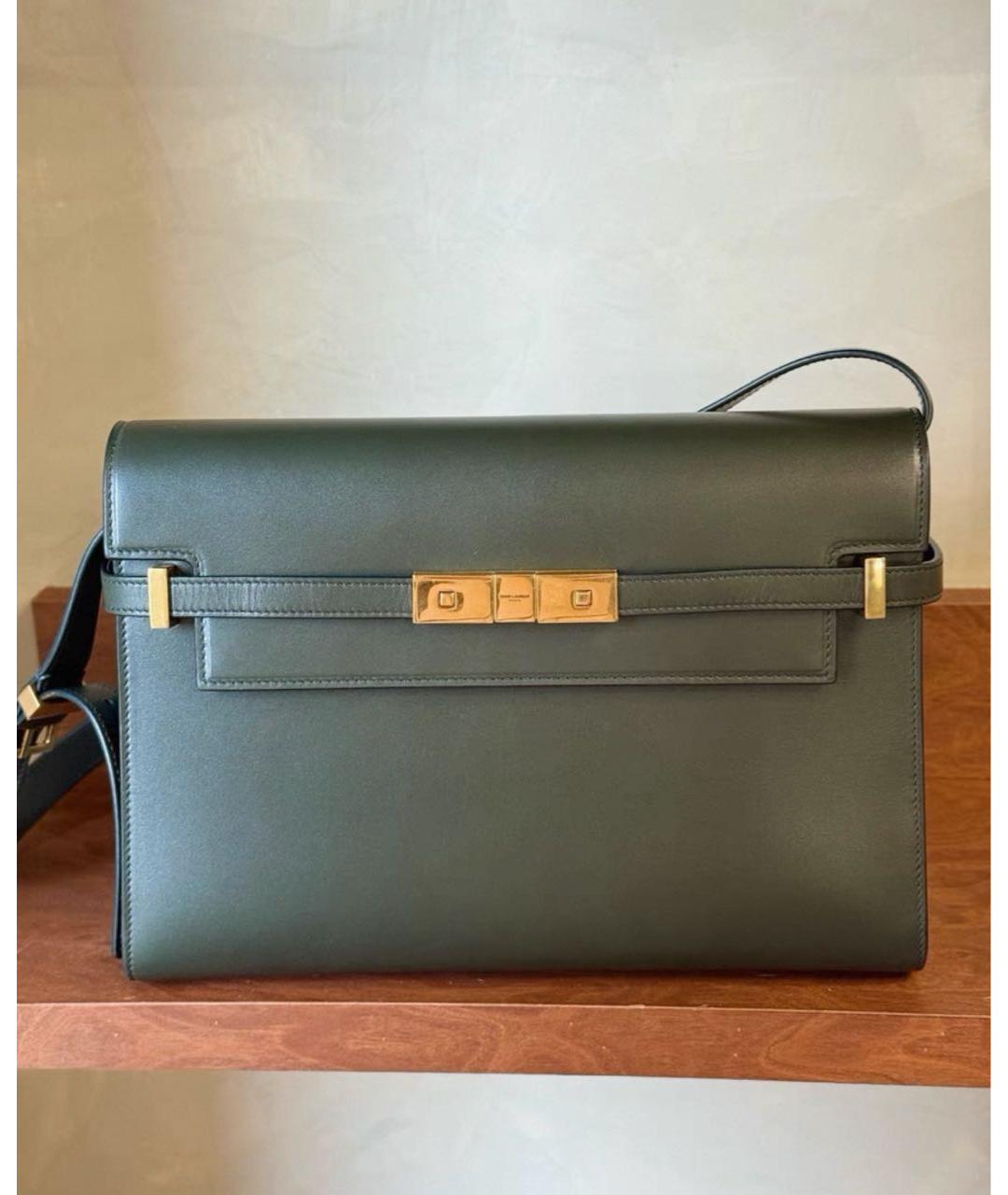 SAINT LAURENT Зеленая кожаная сумка через плечо, фото 2