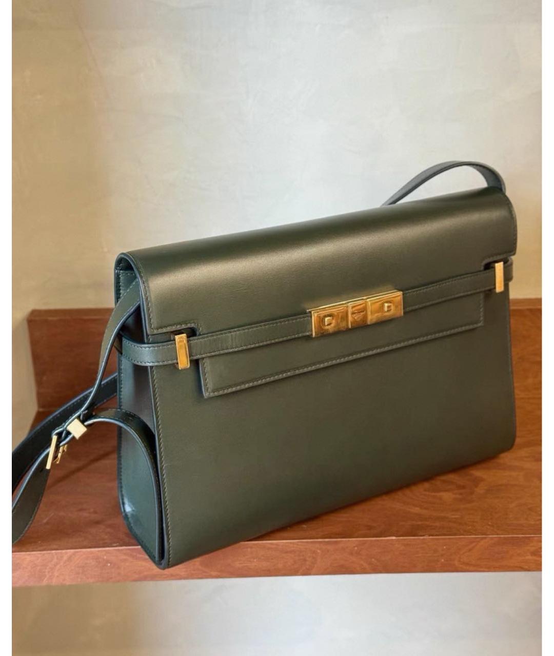 SAINT LAURENT Зеленая кожаная сумка через плечо, фото 4