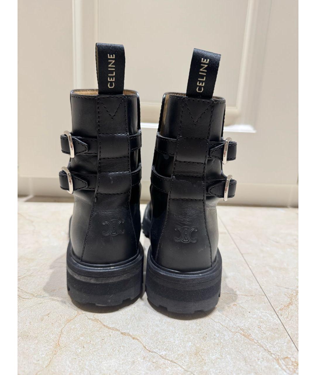 CELINE Черные кожаные ботинки, фото 4