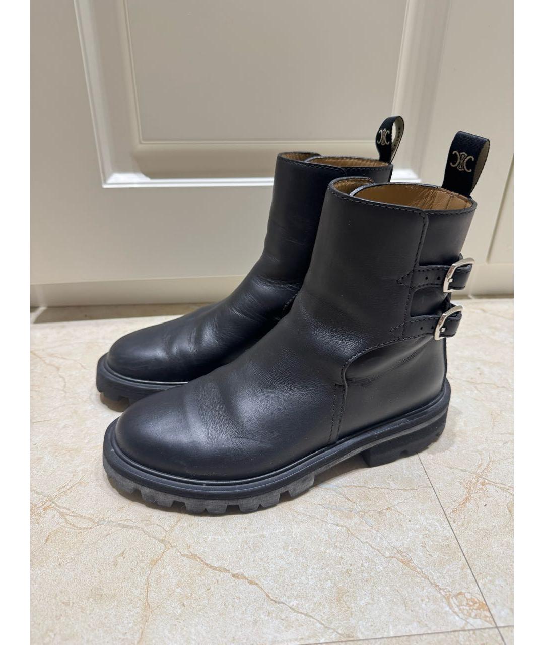 CELINE Черные кожаные ботинки, фото 5