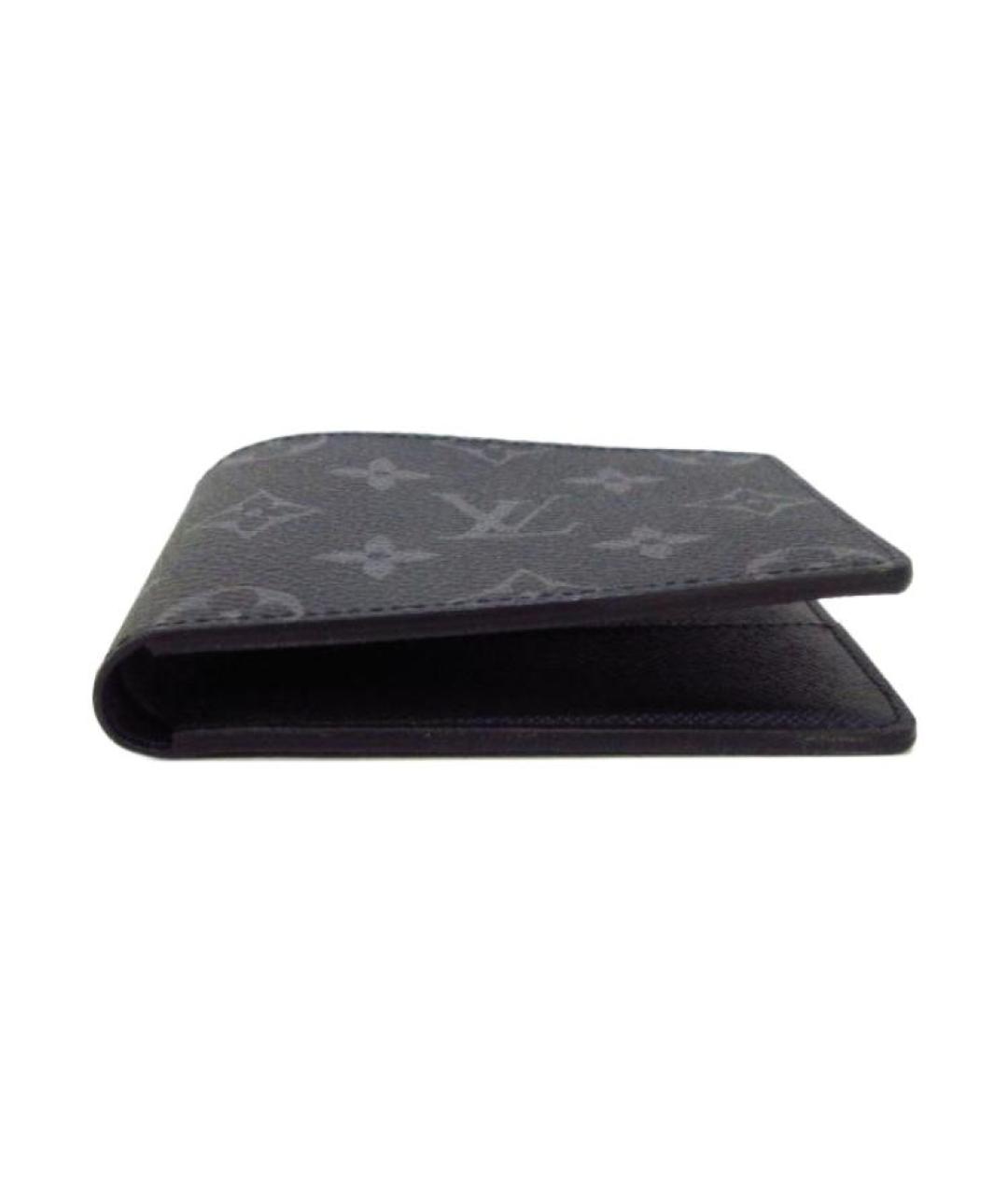 LOUIS VUITTON Черный кожаный кошелек, фото 3