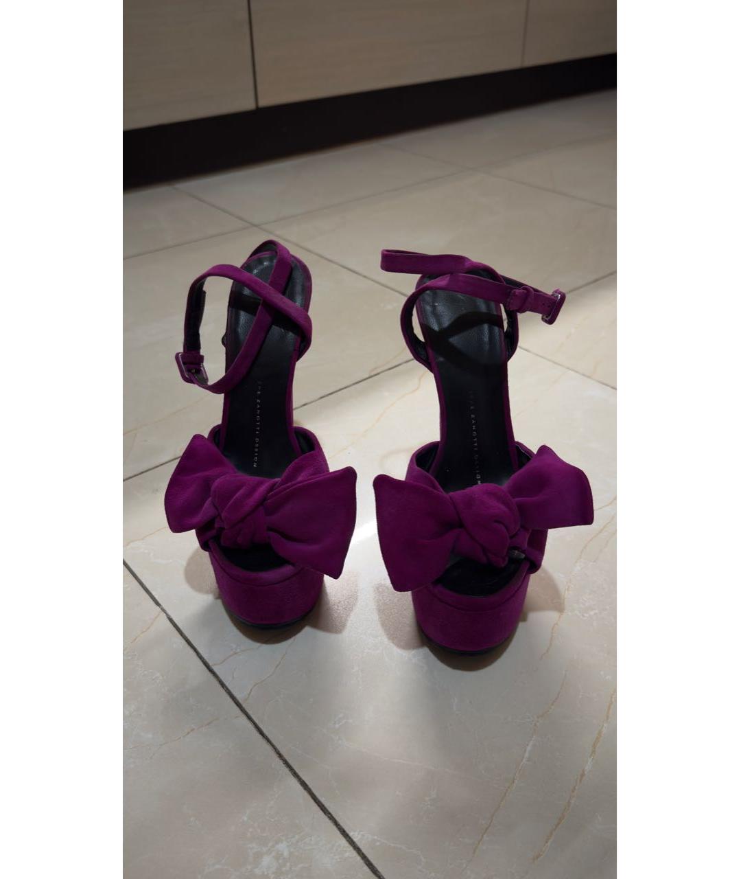 GIUSEPPE ZANOTTI DESIGN Фиолетовые замшевые босоножки, фото 2