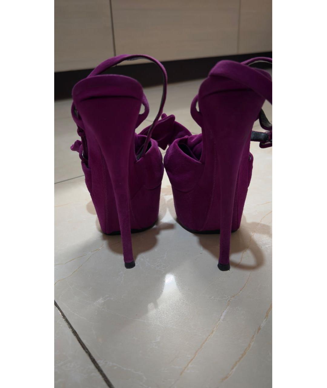 GIUSEPPE ZANOTTI DESIGN Фиолетовые замшевые босоножки, фото 3