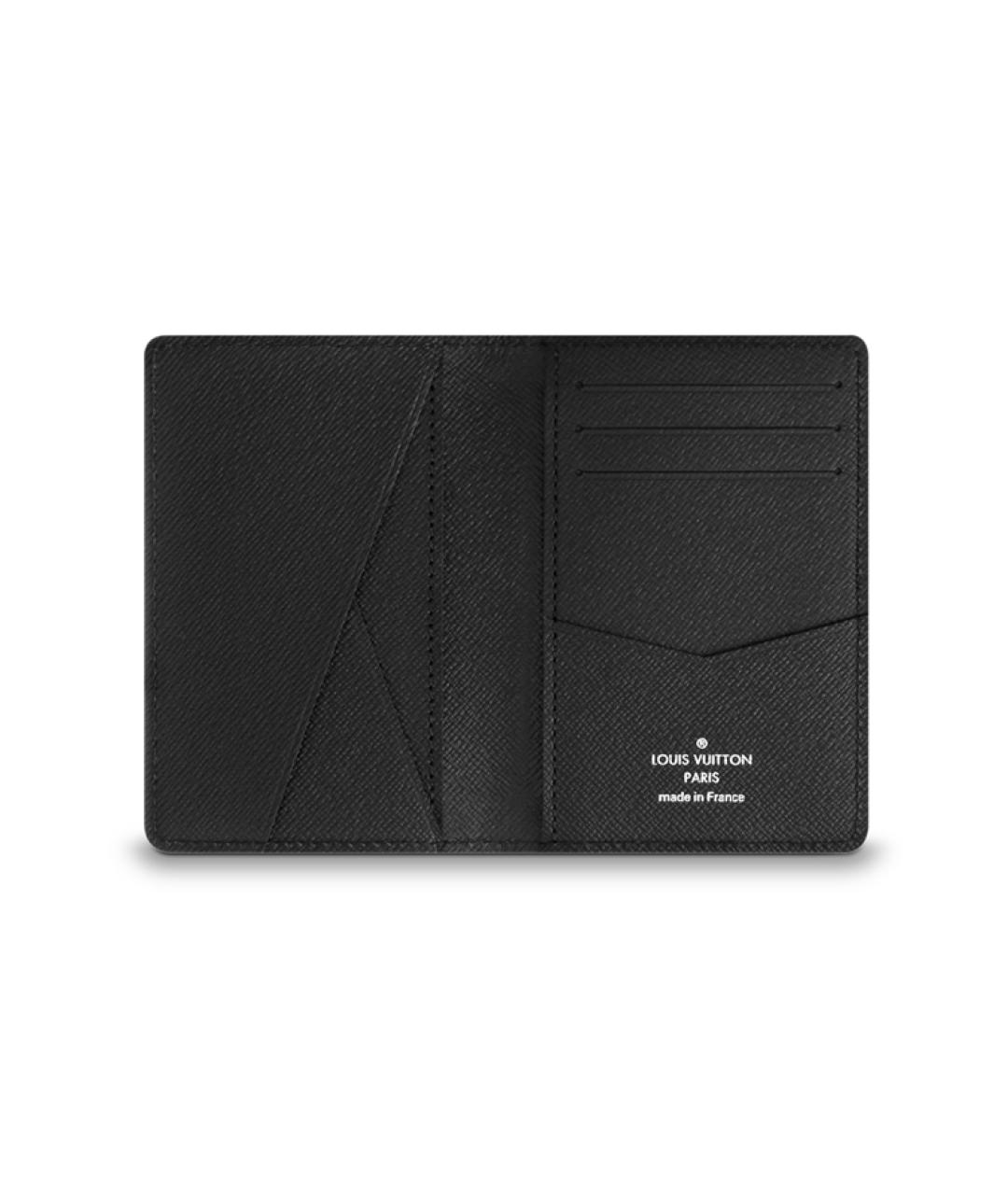 LOUIS VUITTON Черный кожаный кардхолдер, фото 4