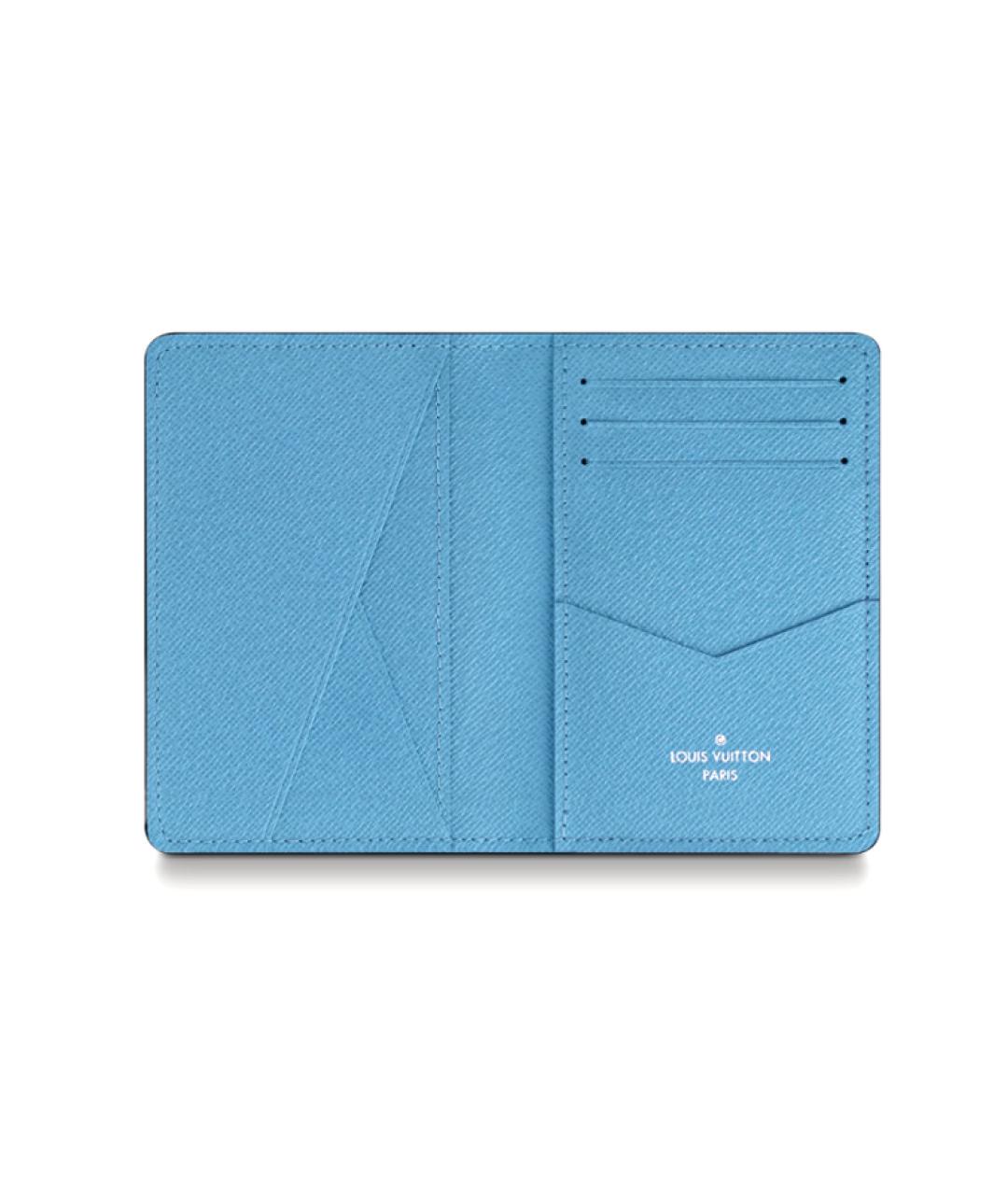LOUIS VUITTON Синий кожаный кошелек, фото 4