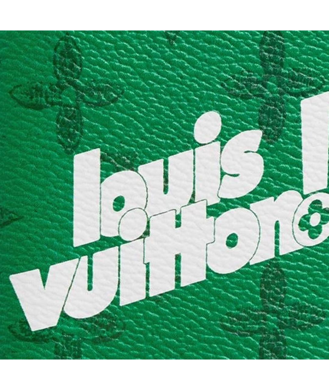 LOUIS VUITTON Зеленый кожаный кошелек, фото 5