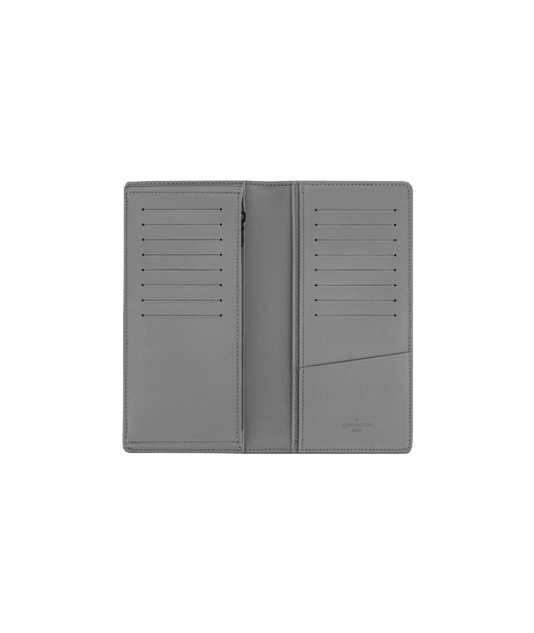 LOUIS VUITTON Серый кожаный кошелек, фото 4