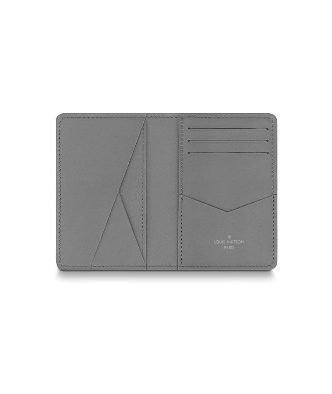 LOUIS VUITTON Серый кожаный кошелек, фото 4