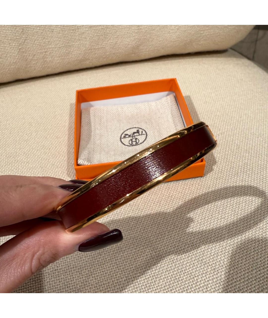 HERMES Бордовый металлический браслет, фото 5