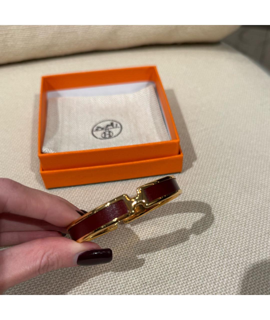 HERMES Бордовый металлический браслет, фото 4