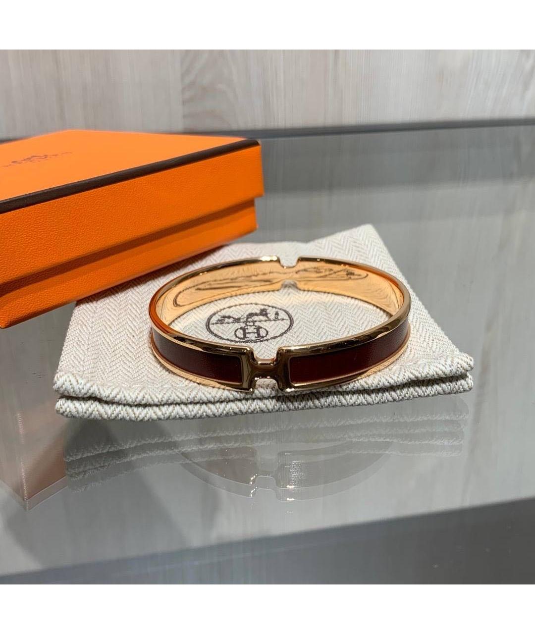 HERMES Бордовый металлический браслет, фото 8