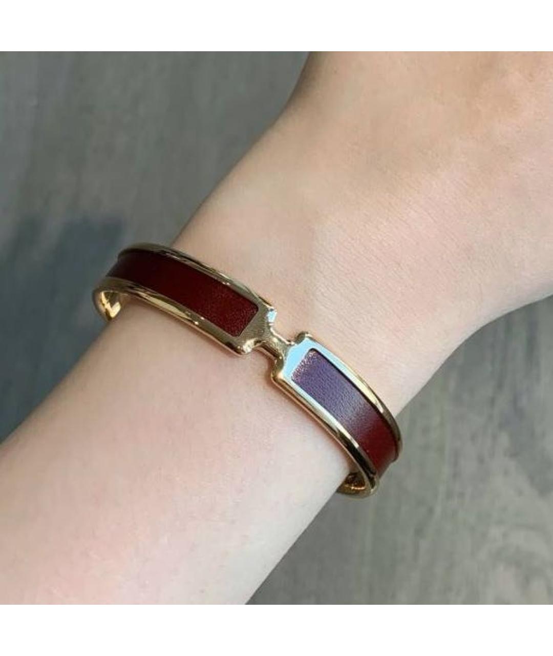 HERMES Бордовый металлический браслет, фото 6