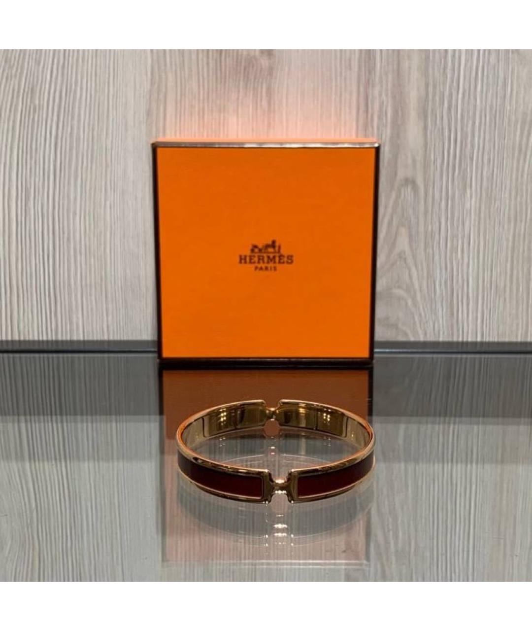 HERMES Бордовый металлический браслет, фото 2