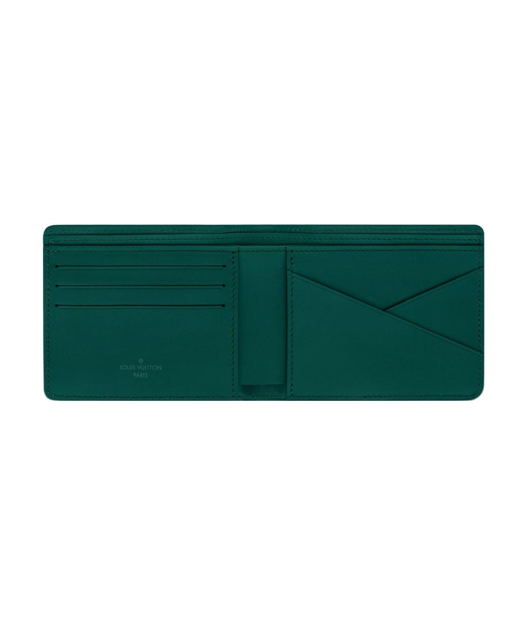 LOUIS VUITTON Зеленый кожаный кошелек, фото 4