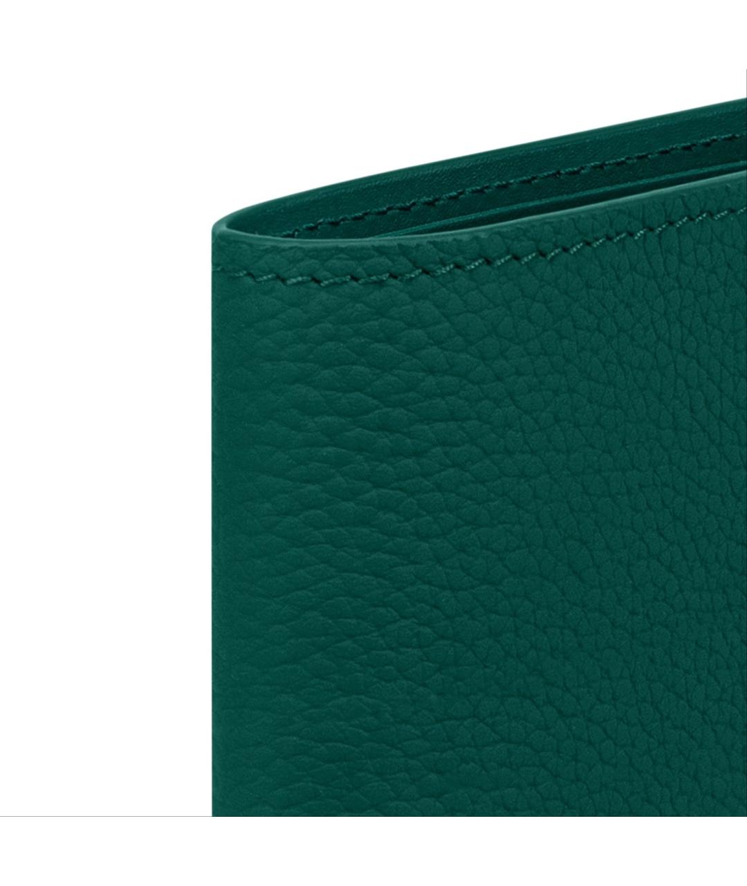 LOUIS VUITTON Зеленый кожаный кошелек, фото 6