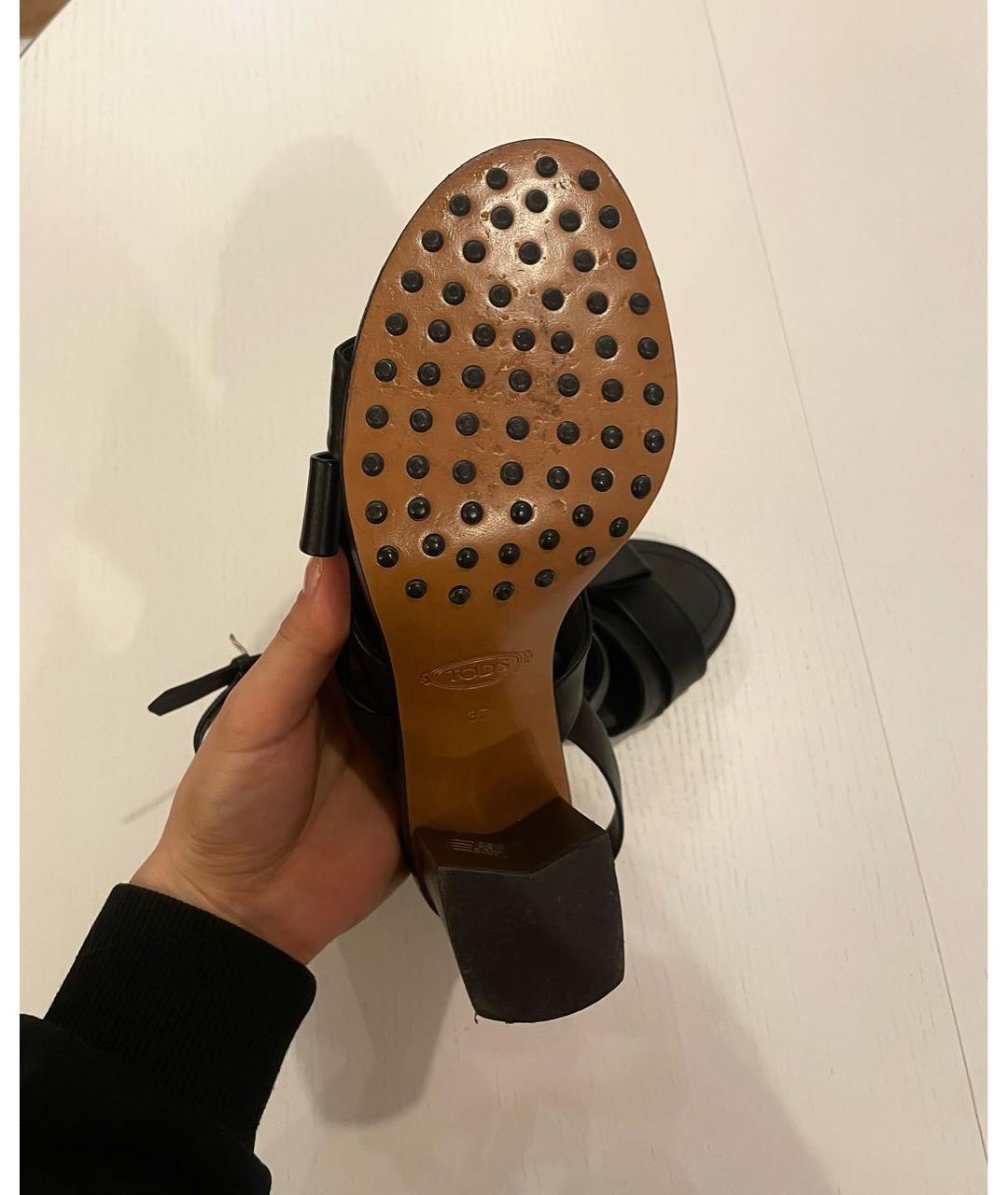 TOD'S Черные кожаные мюли, фото 8