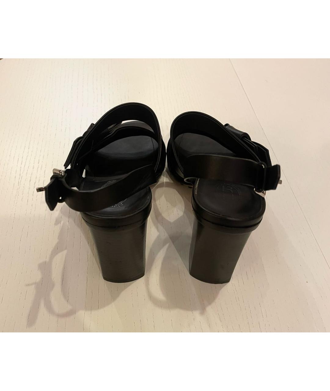 TOD'S Черные кожаные мюли, фото 4