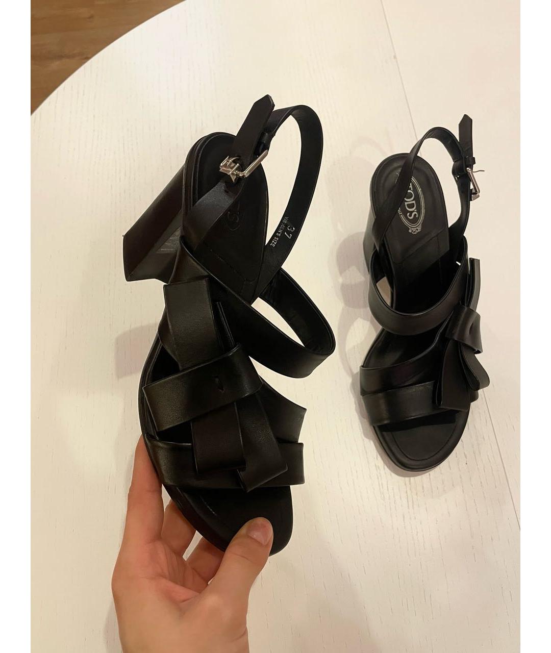 TOD'S Черные кожаные мюли, фото 6