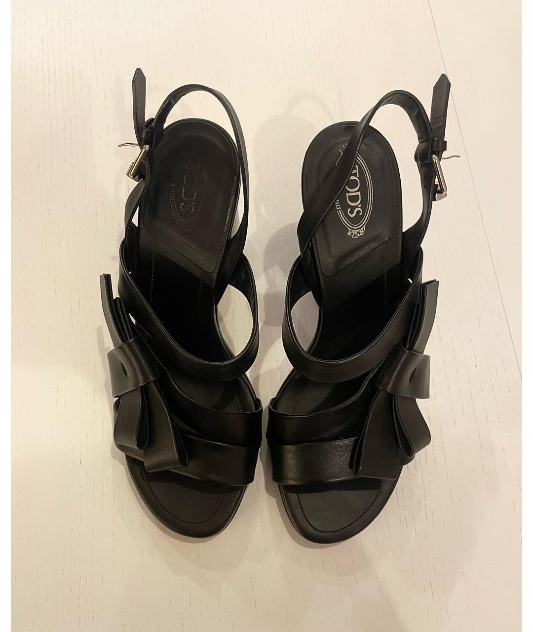 TOD'S Черные кожаные мюли, фото 2