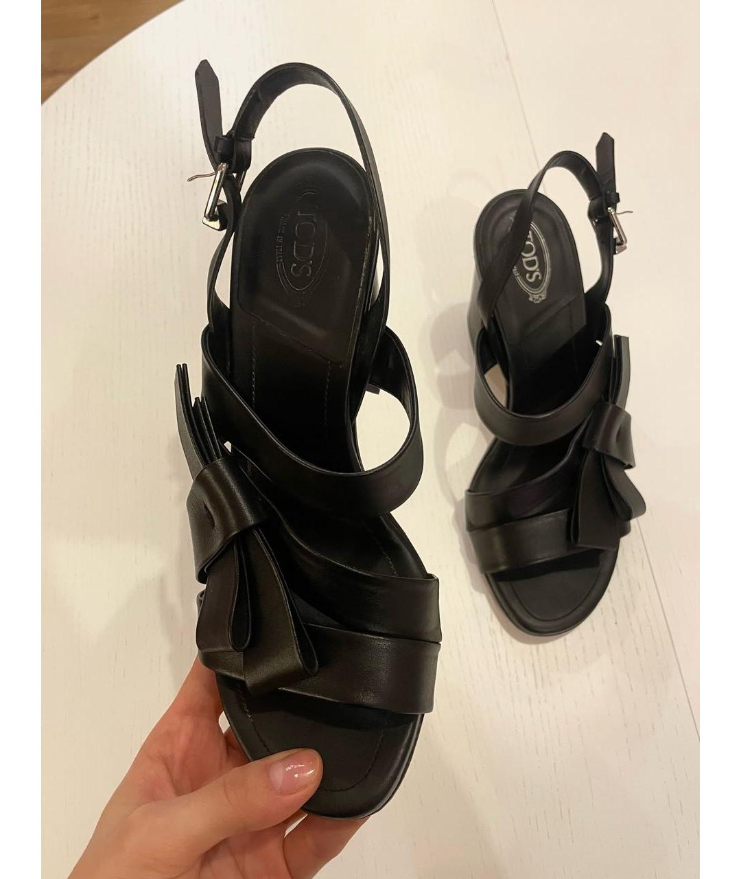 TOD'S Черные кожаные мюли, фото 5