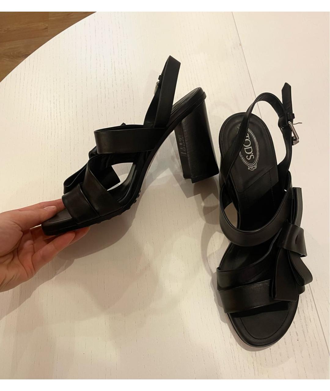 TOD'S Черные кожаные мюли, фото 7