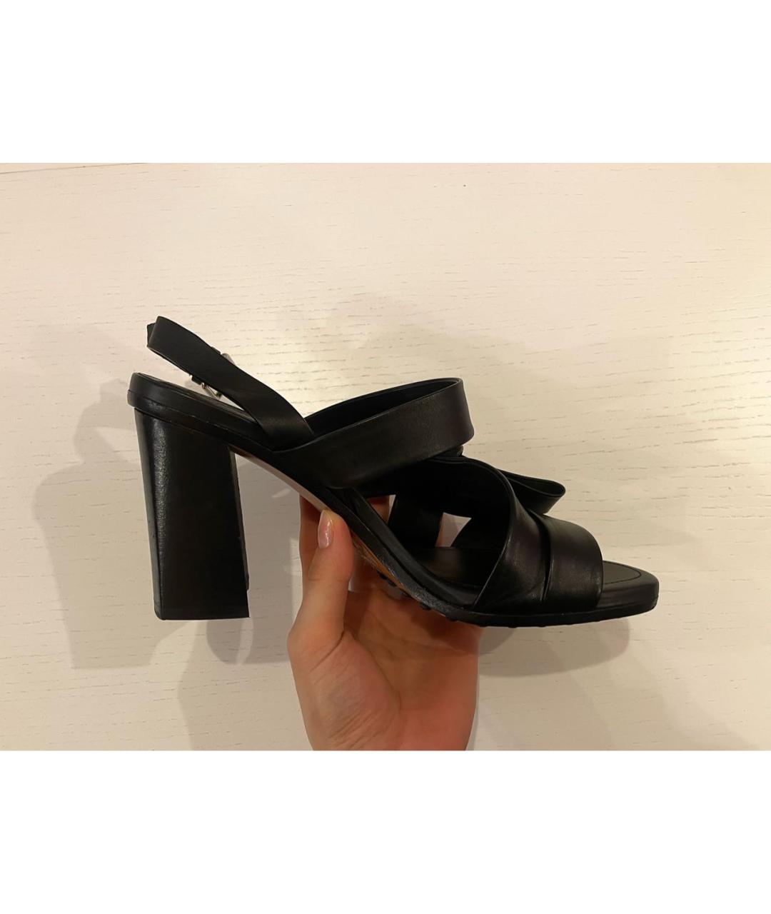 TOD'S Черные кожаные мюли, фото 9