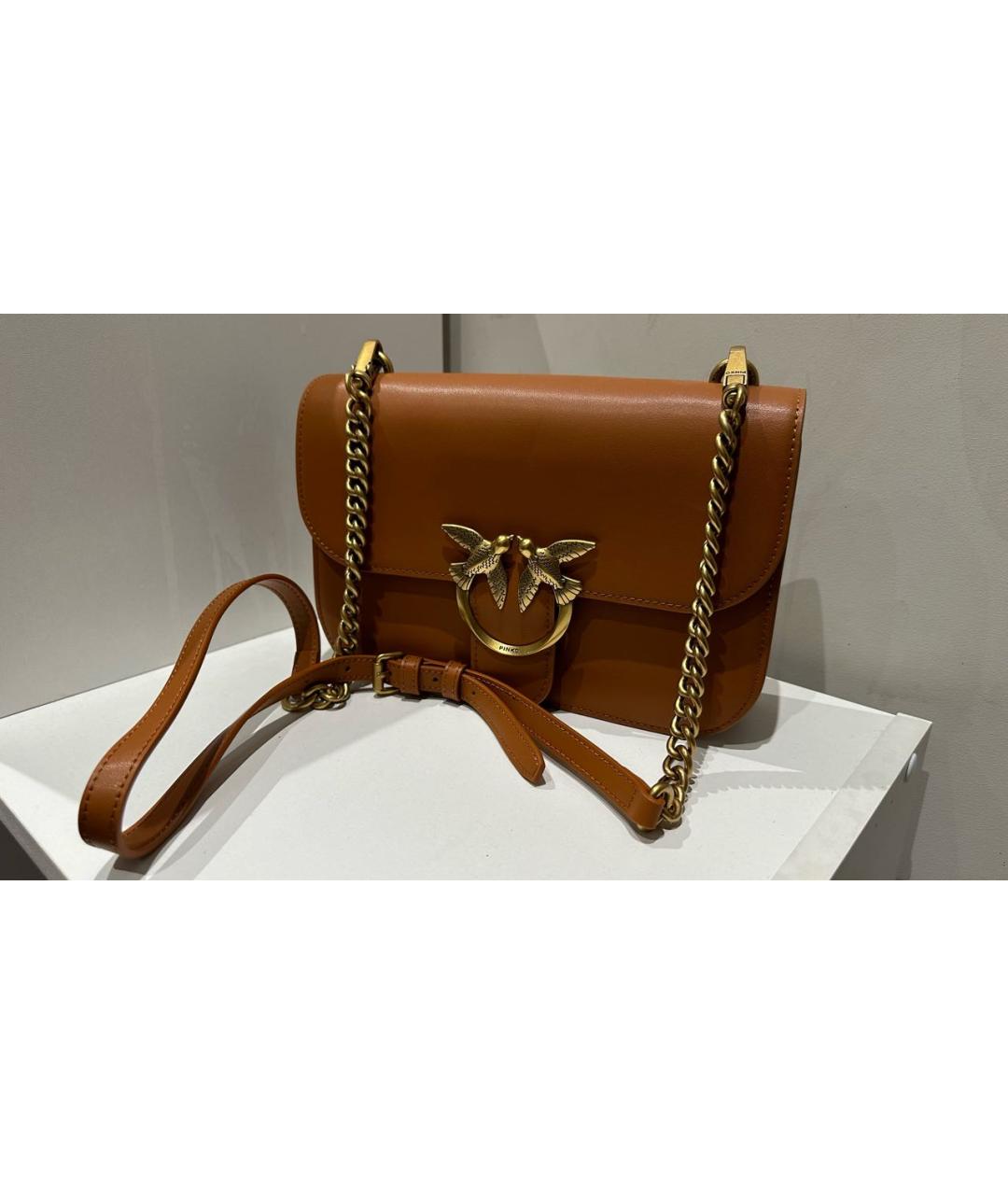 PINKO Коричневая кожаная сумка через плечо, фото 2