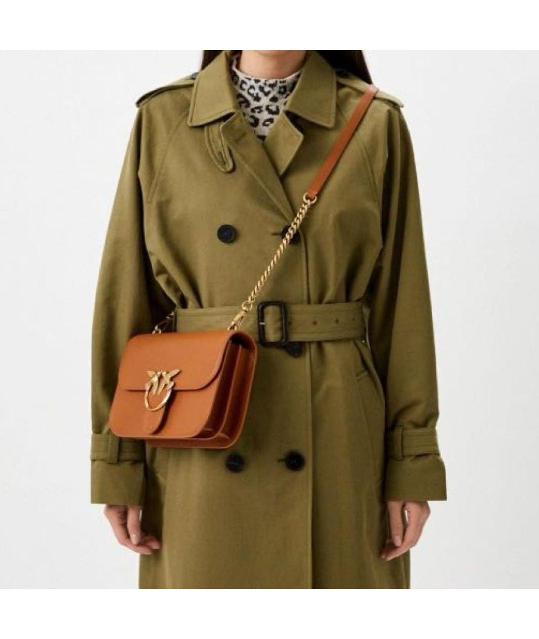 PINKO Коричневая кожаная сумка через плечо, фото 3