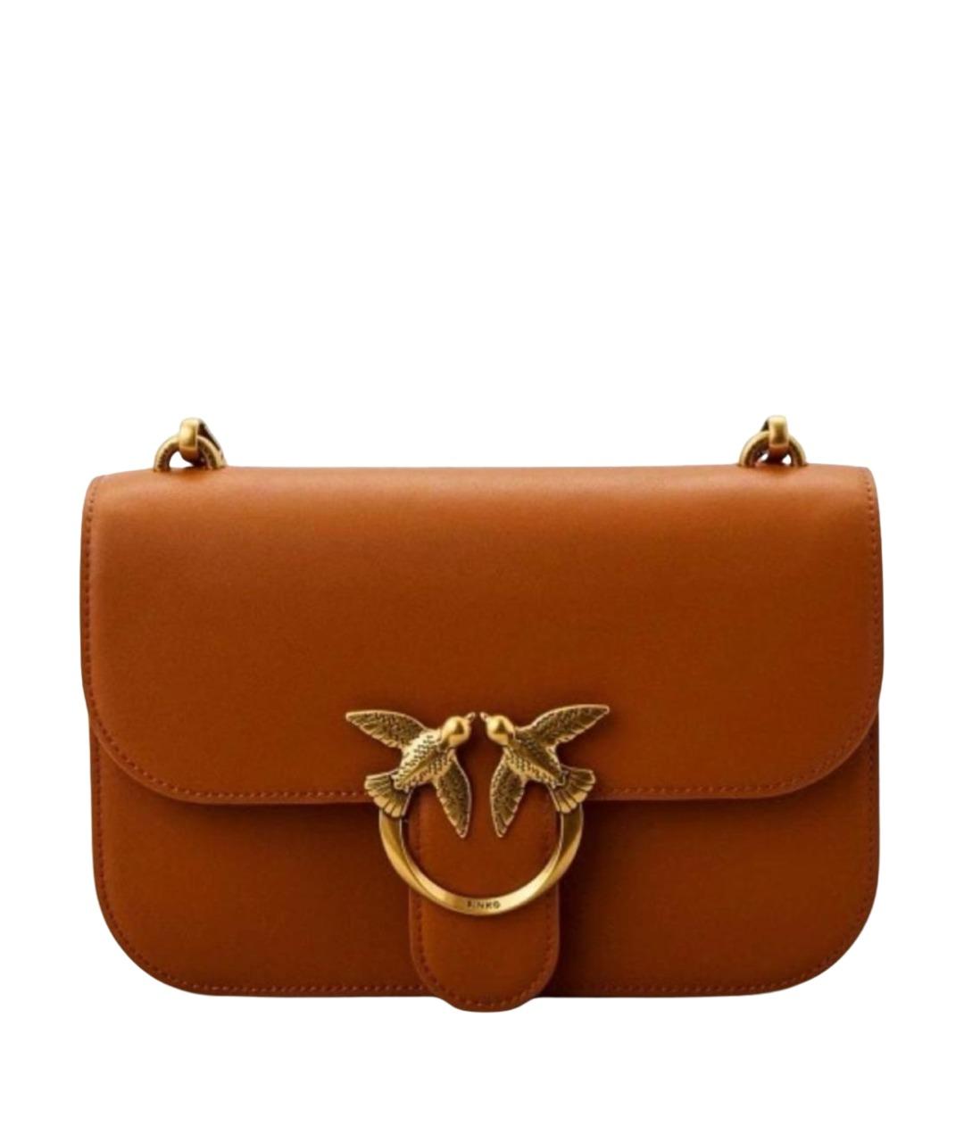 PINKO Коричневая кожаная сумка через плечо, фото 1