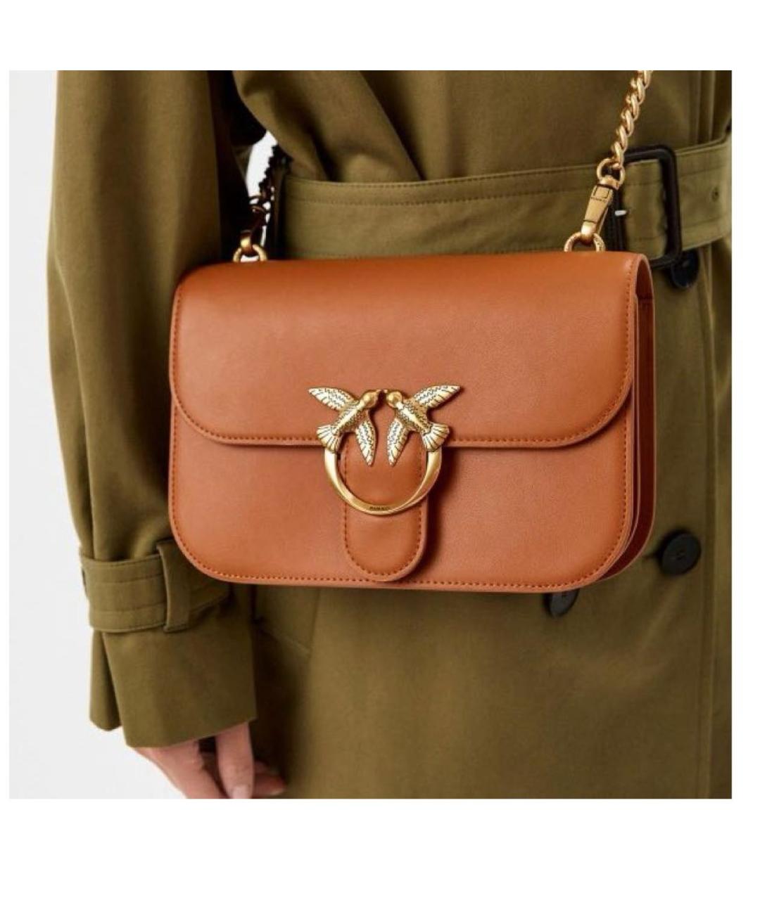 PINKO Коричневая кожаная сумка через плечо, фото 4