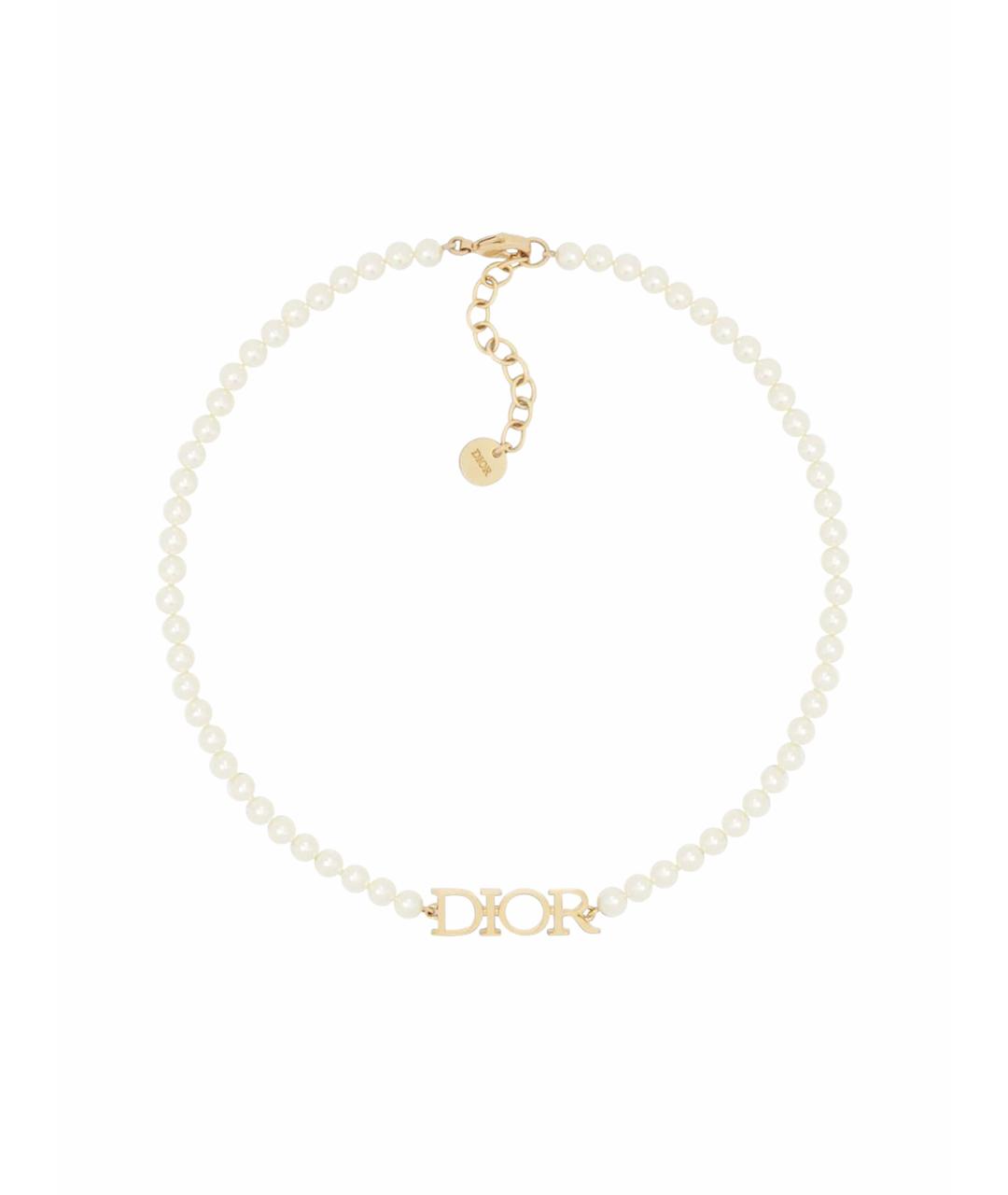 CHRISTIAN DIOR Белый латунный чокер, фото 1