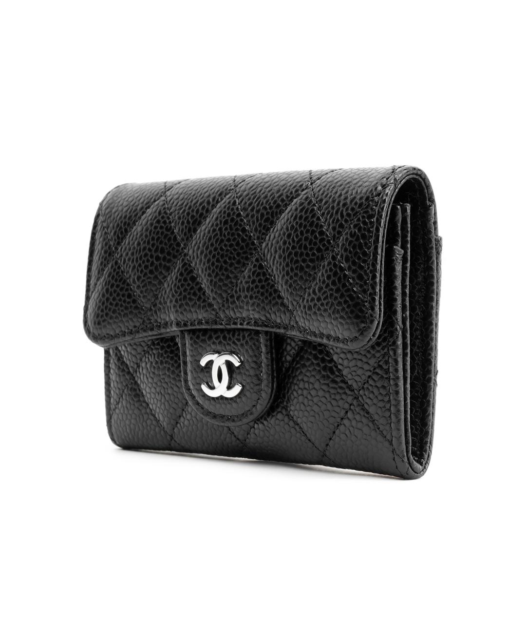 CHANEL Черный кожаный кошелек, фото 4