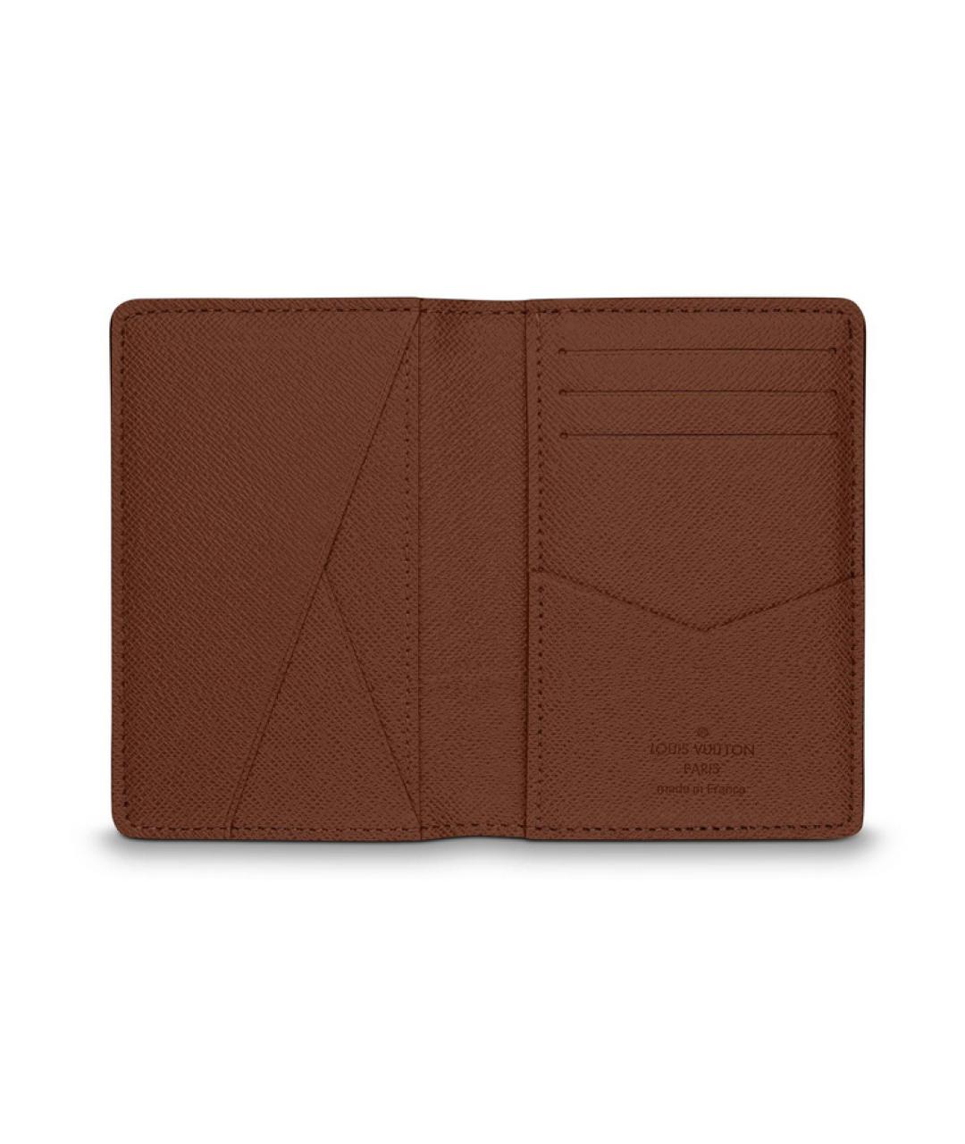 LOUIS VUITTON Коричневый кожаный кошелек, фото 4