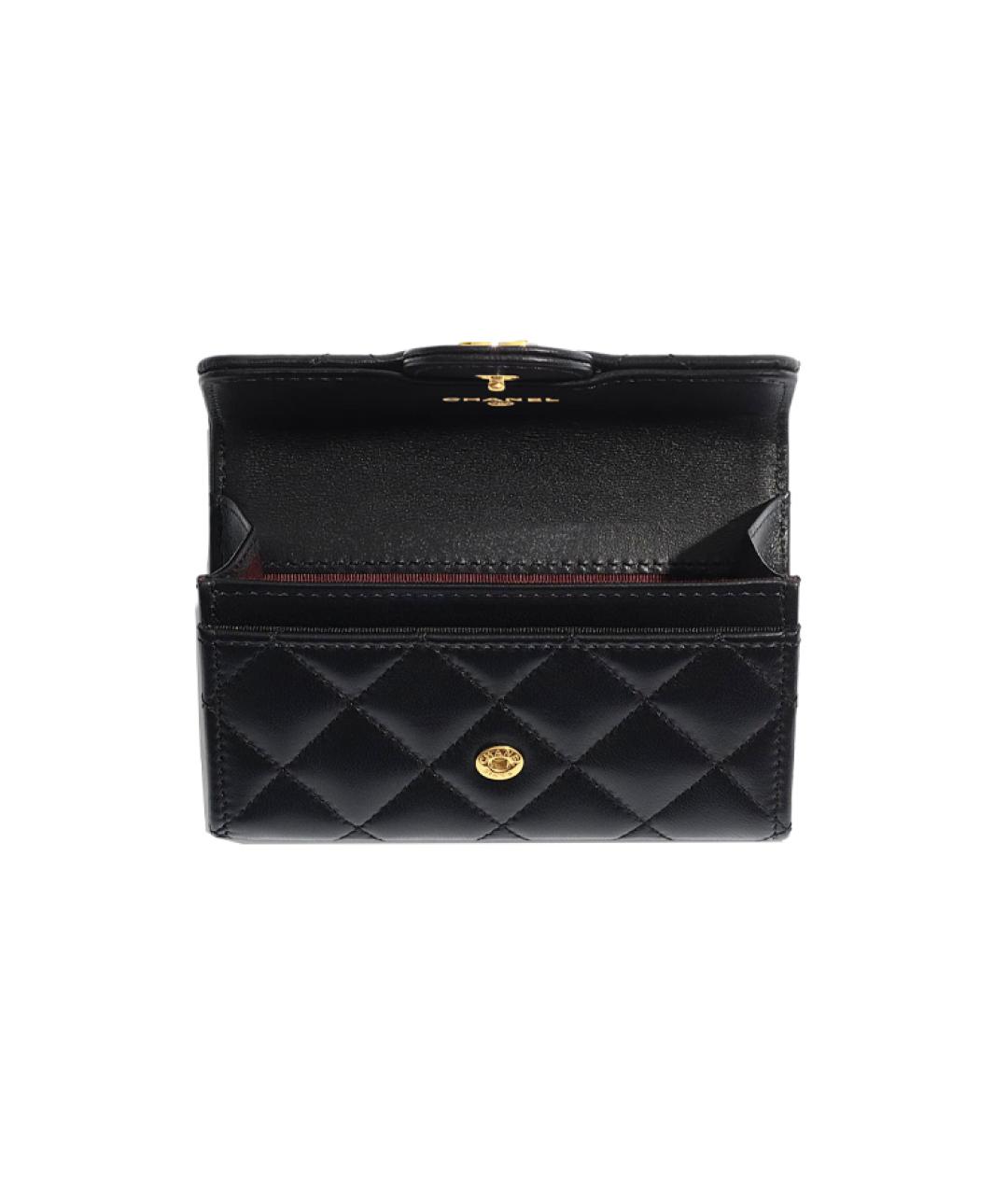 CHANEL Черный кожаный кошелек, фото 3