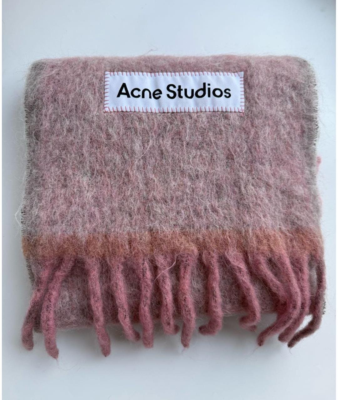 ACNE STUDIOS Розовый шерстяной шарф, фото 3