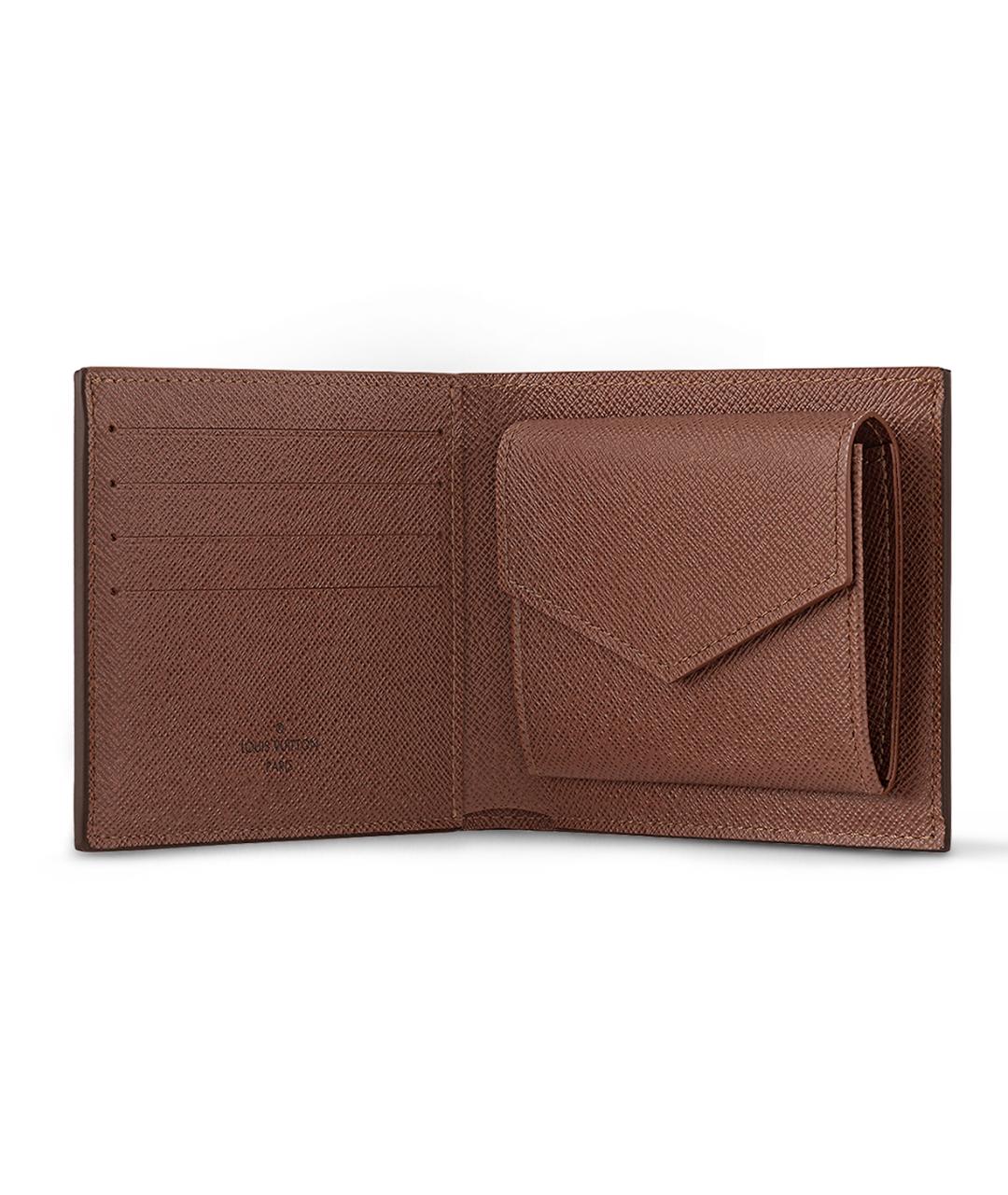 LOUIS VUITTON Коричневый кожаный кошелек, фото 4
