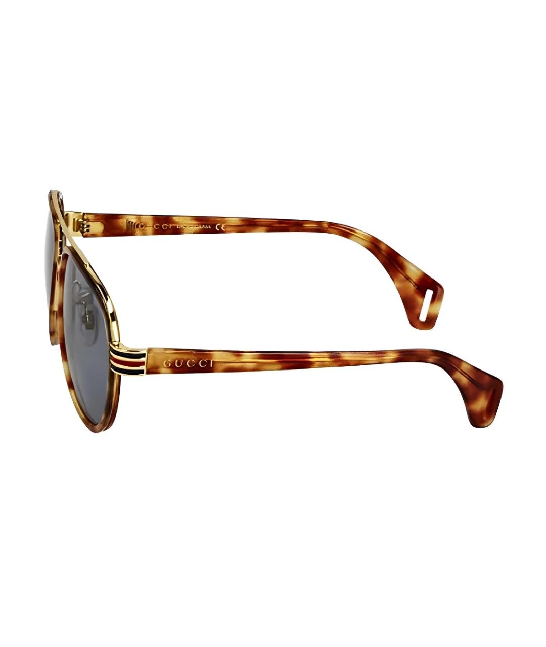 GUCCI Коричневые пластиковые солнцезащитные очки, фото 3