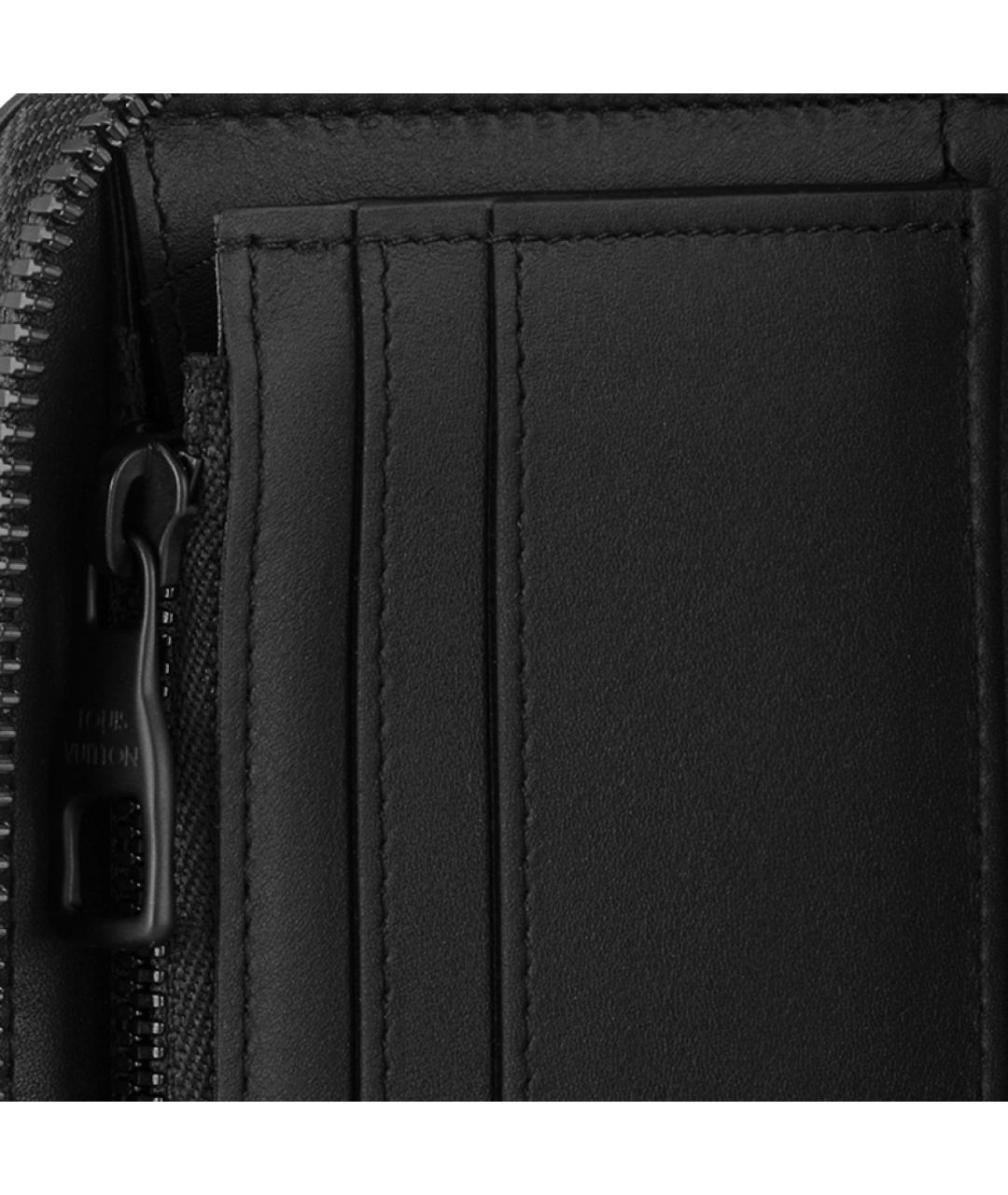 LOUIS VUITTON Черный кожаный кошелек, фото 5