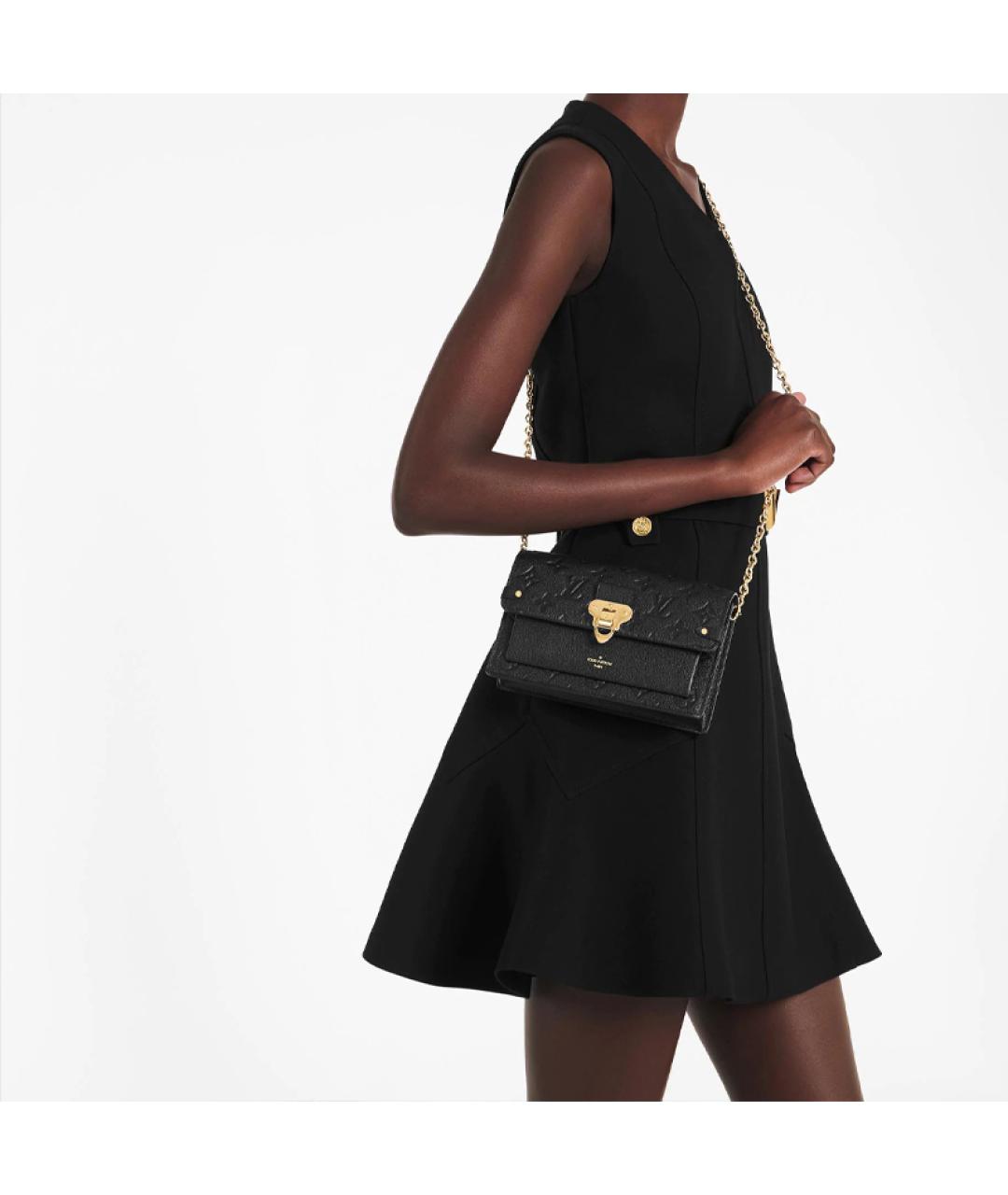 LOUIS VUITTON Черная кожаная сумка через плечо, фото 6