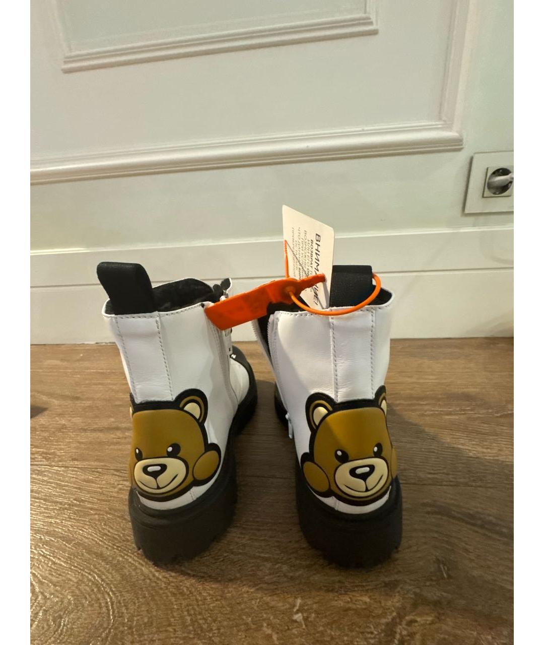 MOSCHINO Белые кожаные ботинки, фото 4