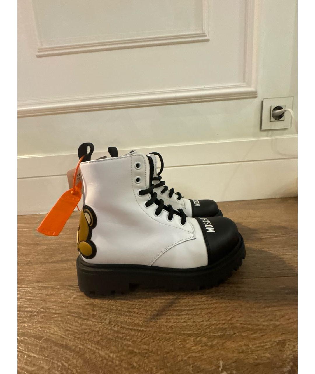MOSCHINO Белые кожаные ботинки, фото 6
