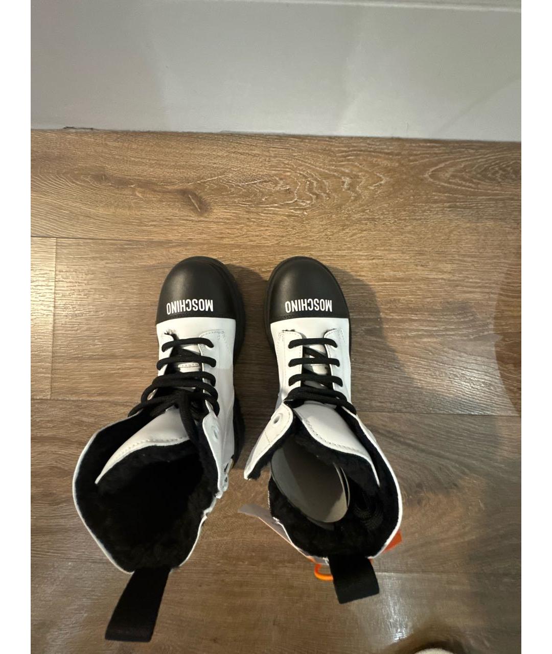 MOSCHINO Белые кожаные ботинки, фото 3