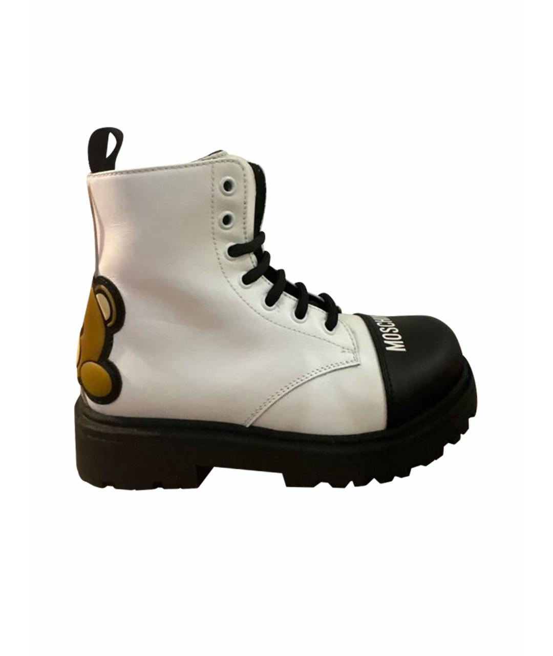 MOSCHINO Белые кожаные ботинки, фото 1