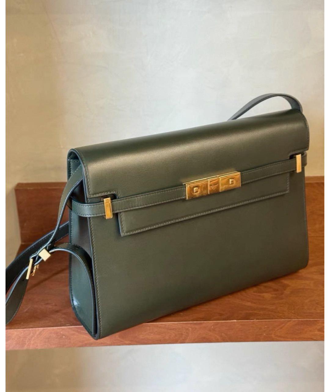 SAINT LAURENT Зеленая кожаная сумка через плечо, фото 4