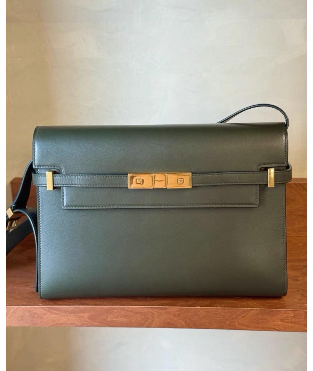 SAINT LAURENT Зеленая кожаная сумка через плечо, фото 2